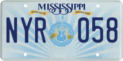 MS license plate NYR058