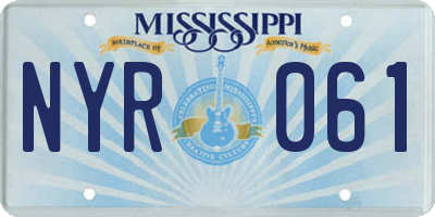MS license plate NYR061