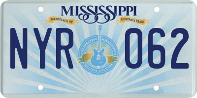 MS license plate NYR062