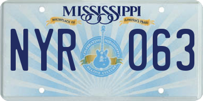 MS license plate NYR063