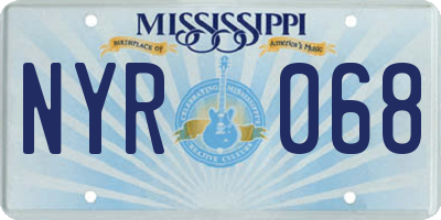 MS license plate NYR068