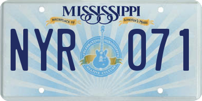 MS license plate NYR071