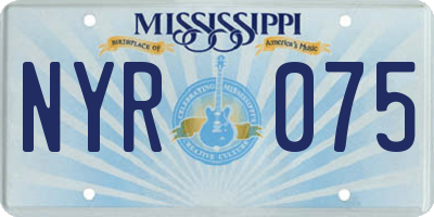 MS license plate NYR075