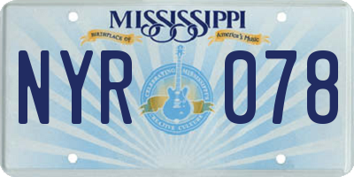 MS license plate NYR078