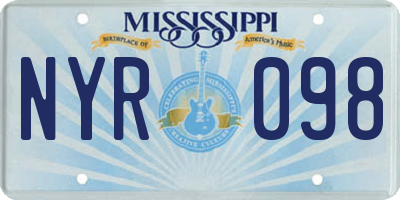 MS license plate NYR098