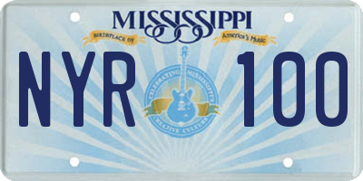 MS license plate NYR100