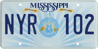MS license plate NYR102