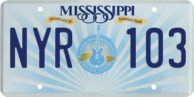 MS license plate NYR103