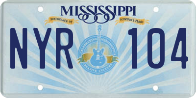 MS license plate NYR104