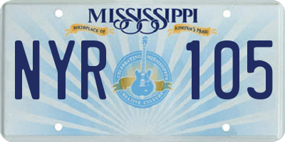 MS license plate NYR105