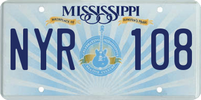 MS license plate NYR108