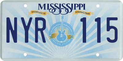 MS license plate NYR115