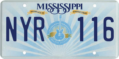 MS license plate NYR116