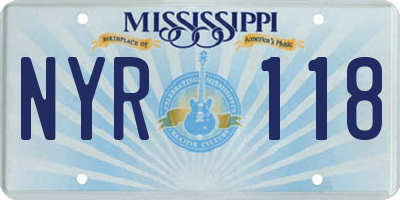 MS license plate NYR118