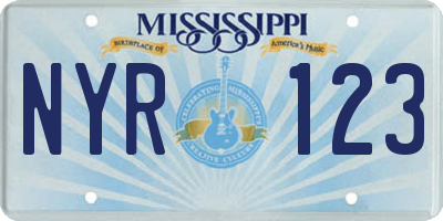 MS license plate NYR123