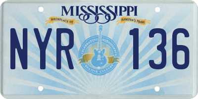 MS license plate NYR136