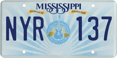 MS license plate NYR137