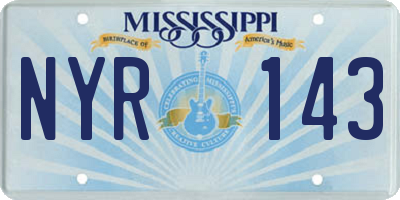 MS license plate NYR143