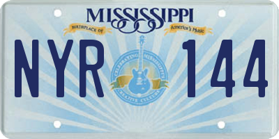 MS license plate NYR144