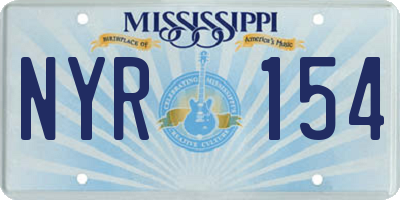 MS license plate NYR154