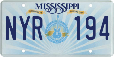 MS license plate NYR194
