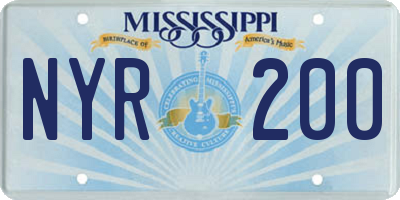 MS license plate NYR200