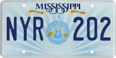 MS license plate NYR202