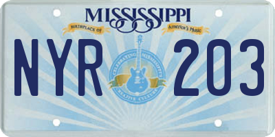 MS license plate NYR203