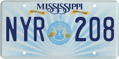 MS license plate NYR208