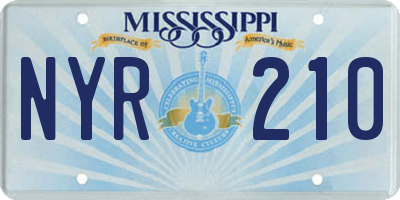 MS license plate NYR210