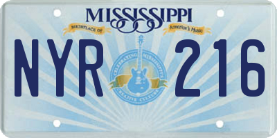 MS license plate NYR216