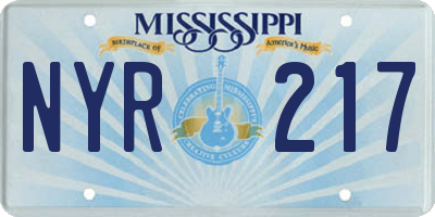 MS license plate NYR217