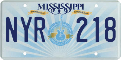 MS license plate NYR218