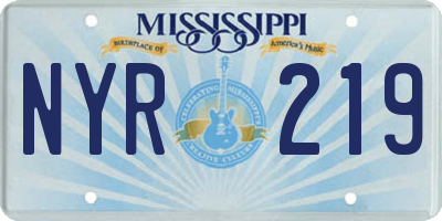 MS license plate NYR219