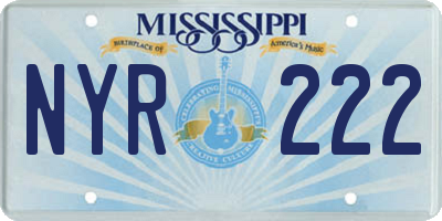 MS license plate NYR222