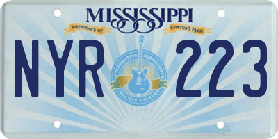 MS license plate NYR223
