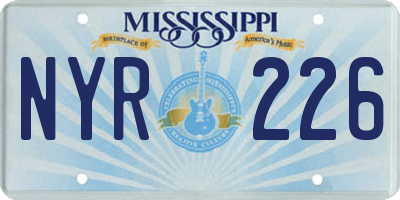 MS license plate NYR226