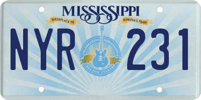 MS license plate NYR231