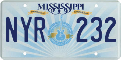 MS license plate NYR232