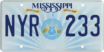 MS license plate NYR233