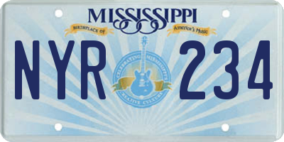MS license plate NYR234