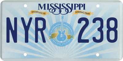 MS license plate NYR238