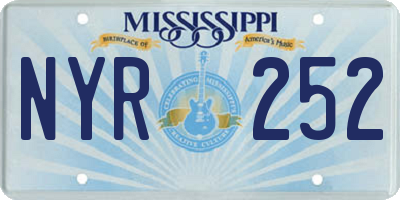 MS license plate NYR252