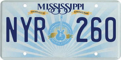 MS license plate NYR260