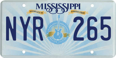 MS license plate NYR265