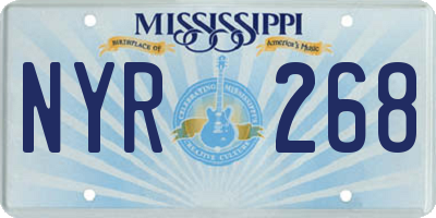 MS license plate NYR268