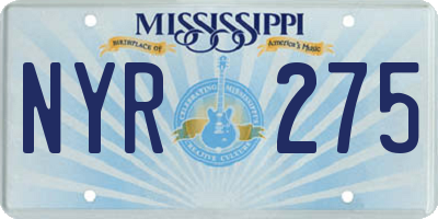 MS license plate NYR275