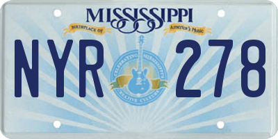 MS license plate NYR278