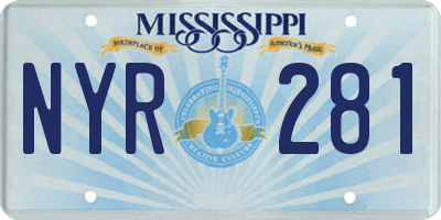 MS license plate NYR281