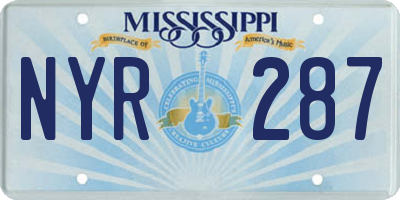 MS license plate NYR287